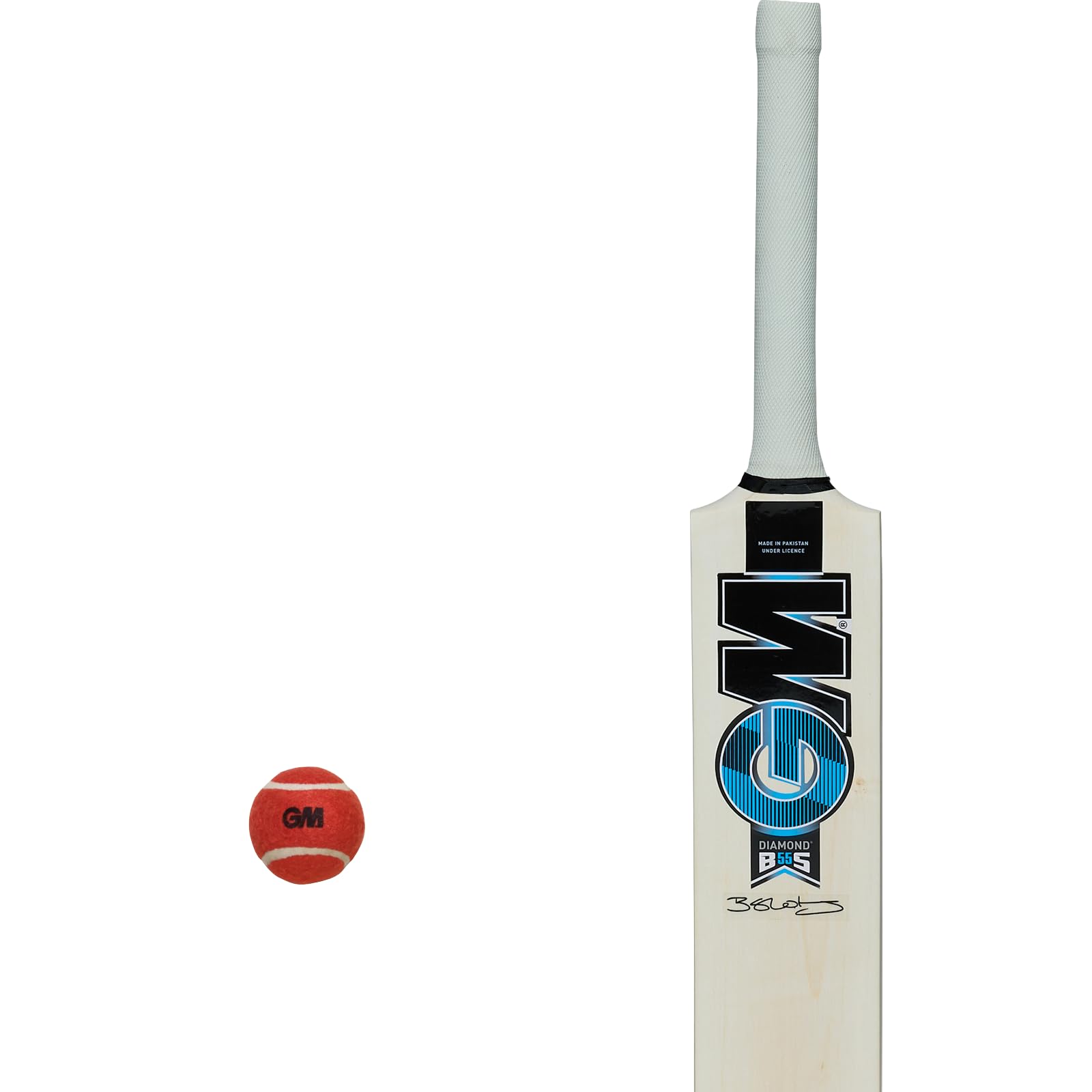 GM | Ben Stokes Diamond Endorsed Wooden Cricket Set | 1 x mazza diamantata, 1 x palla da tennis rossa morbida, 4 paletti e 1 cauzione | Borsa per il trasporto | Misura 5 adatto per giocatori 150-157