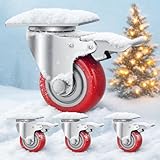 TABKEER 3 Inch Industrial Heavy Duty Swivel Caster Wheels with Brake,Set of 4 Safety Locking Casters,Load 1600lbs,Premium Polyurethane Wheels for Table,Trailer,Saw Table,Stage Toolbox,Bed,Corn Board