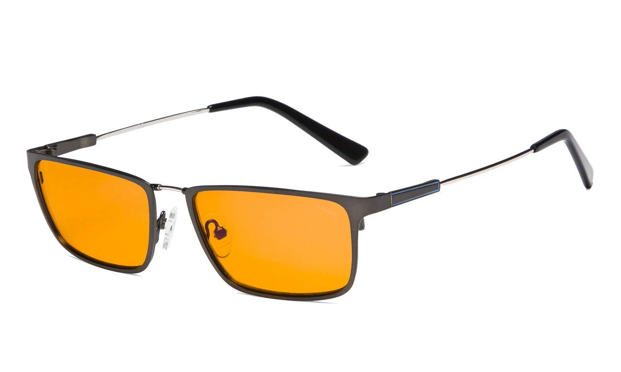 Eyekepper Blue Light Blocking Eyeglasses - Nighttime Eyewear - Memory Titanium Bridge and Temple (Gunmetal, +1.75)