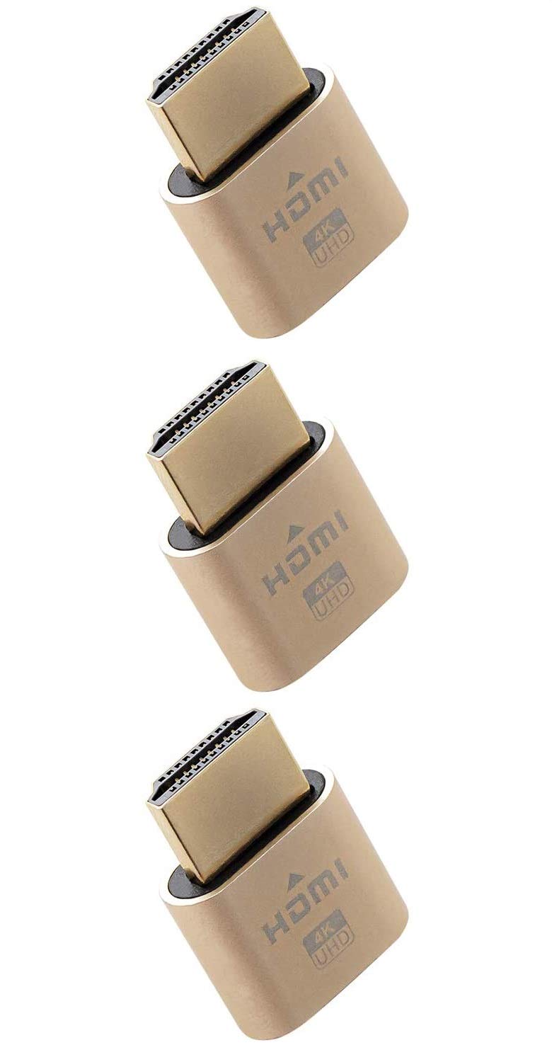 spin cart hdmi 4k dummy plug, high resolution headless virtual monitor display adapter, supports up to 3840x2160@60hz (pack of 3)