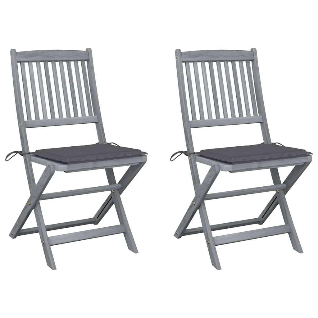 Chaises pliables d'extérieur premium en bois d'acacia massif et coussins de confort