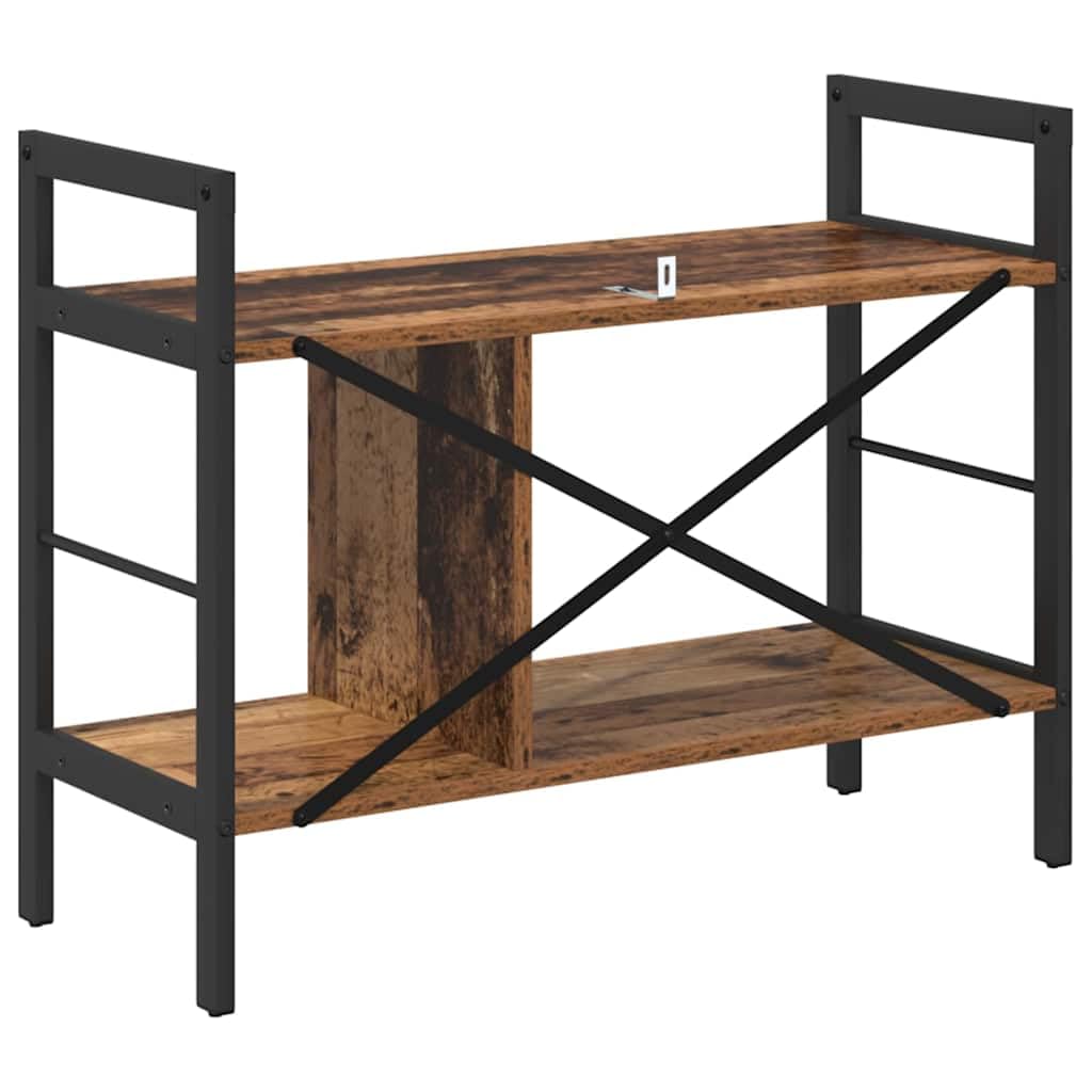 Regał na książki stare drewno, 75 x 30 x 58,5 cm, materiał drewnopochodny z wytrzymałą stalową ramą, 3 regały do salonu i wszechstronne przechowywanie, wzornictwo przemysłowe, trwały i łatwy w