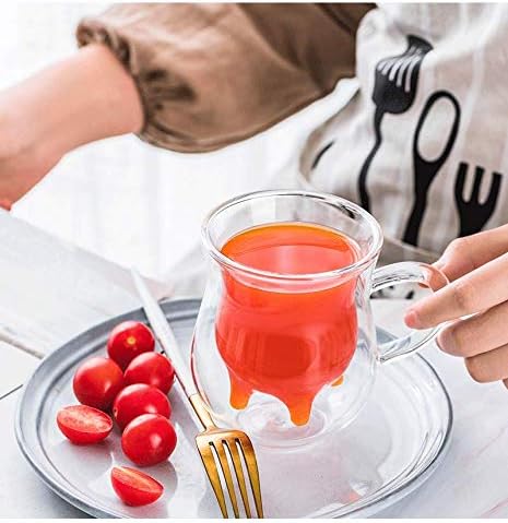 Miniatura 6 de Taza de vidrio de doble pared – Taza creativa con aislamiento de pantorrilla, tazas térmicas para café y leche (7.7 onzas)