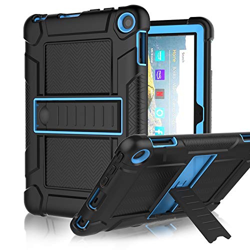 LEDNICEKER Case for All-New Fire HD 8, Fire HD 8 Plus 2020 - Slim Heavy Duty Shockproof Rugged Full-Body Drop Protection Case for Amazon Fire HD 8 Tablets (Gen 10th,2020 Release), Black and Blue