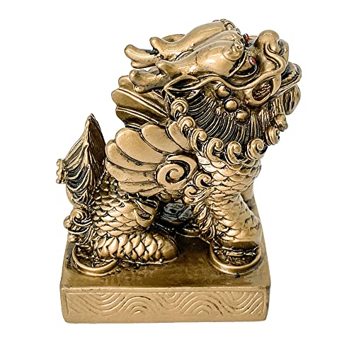 Estatua Feng Shui Chi Lin protector de buena fortuna 2.75 in miniatura 4