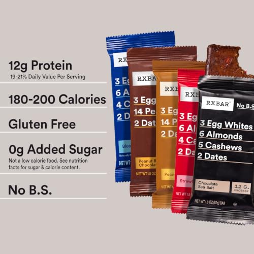 RXBAR Protein Bars, 12g Protein, Gluten Free Snacks, 5-Flavor Variety Pack (5 Boxes, 25 Bars) - image 8