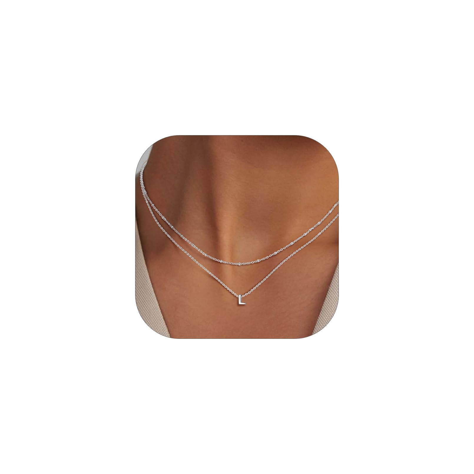 FaithHeart Layered Initial Necklaces for Women - Dainty Non Tarnish Gold/Silver Letter A-Z Necklace Stack Womens Small Initial Necklace Adjustable 16"- 18" Birthday Personalized Jewelry Gifts