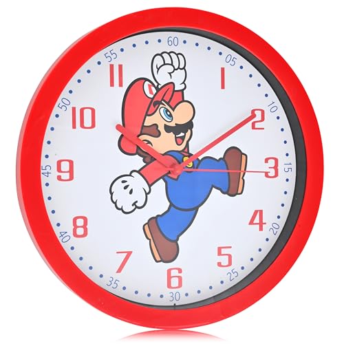 Accutime Mario Kids Wall Clock - 12-inch Analog Clock for Kids, Battery Operated Colorful Clock - Cordless Kids Clock, Modern Classroom Clock/School Clock - Fun & Magical Time Telling for Kids