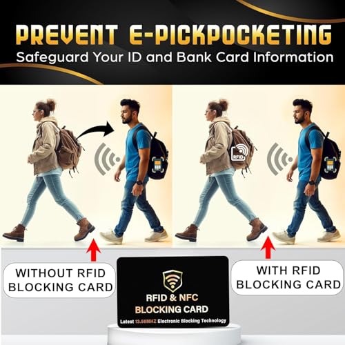 5 Pack RFID Blocking Card, One Card Protects Entire Wallet Purse, NFC Contactless Bank Debit Credit Card Protector ID ATM Guard Card Blocker–(Black)3