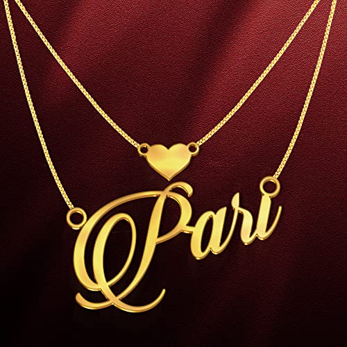 Image of Pari Cursive Gold & Silver Name Pendant Necklace, Best Jewelry Gift for Girls.