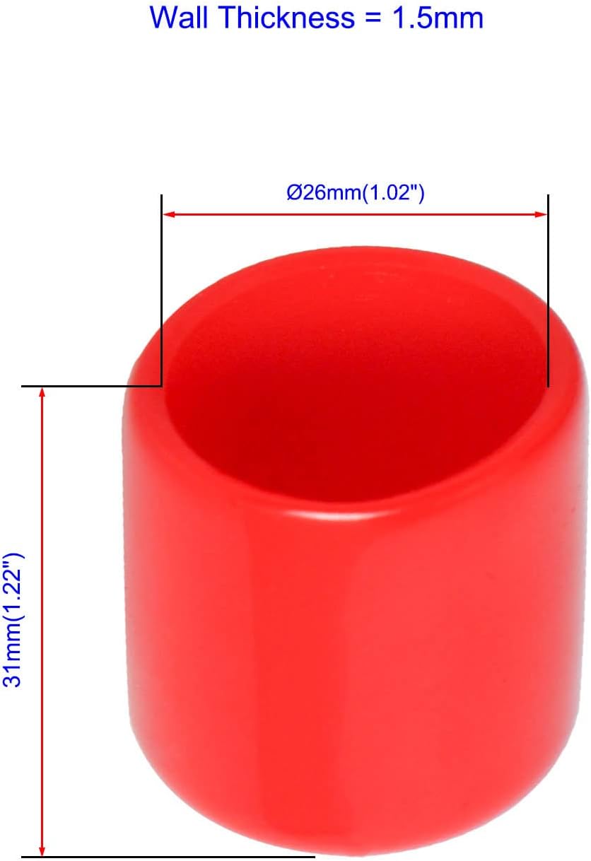 Ohamtes 5PCS ID26mm(11/32″) red PVC rubber end caps, vinyl flexible