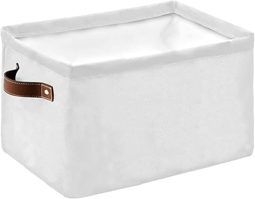 Cesta de almacenamiento blanca para organizar estantes, cajas de almacenamiento plegables con asa, moderno y simple telón de fondo blanco de lona,