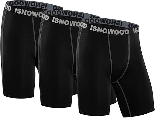Isnowood - Pantalones cortos de compresión para hombre, ropa interior atlética de elastano, para ejercicio, correr