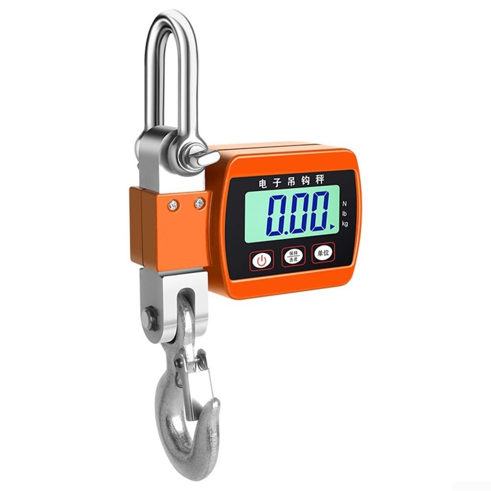 Báscula digital colgante LCD resistente (500 kg), color naranja