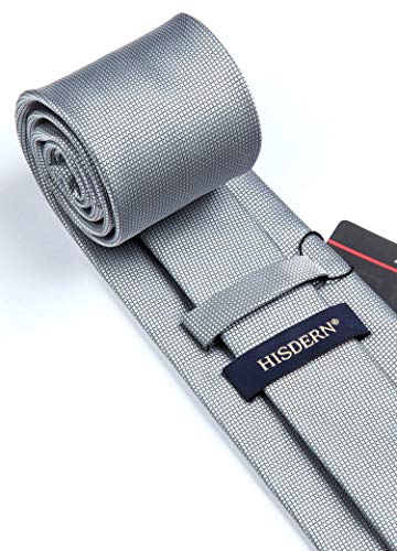 Image of HISDERN Ties for Men Plaid Checkered Tie with Pocket Square Woven Business Formal Necktie Handkerchief Set Wedding Party