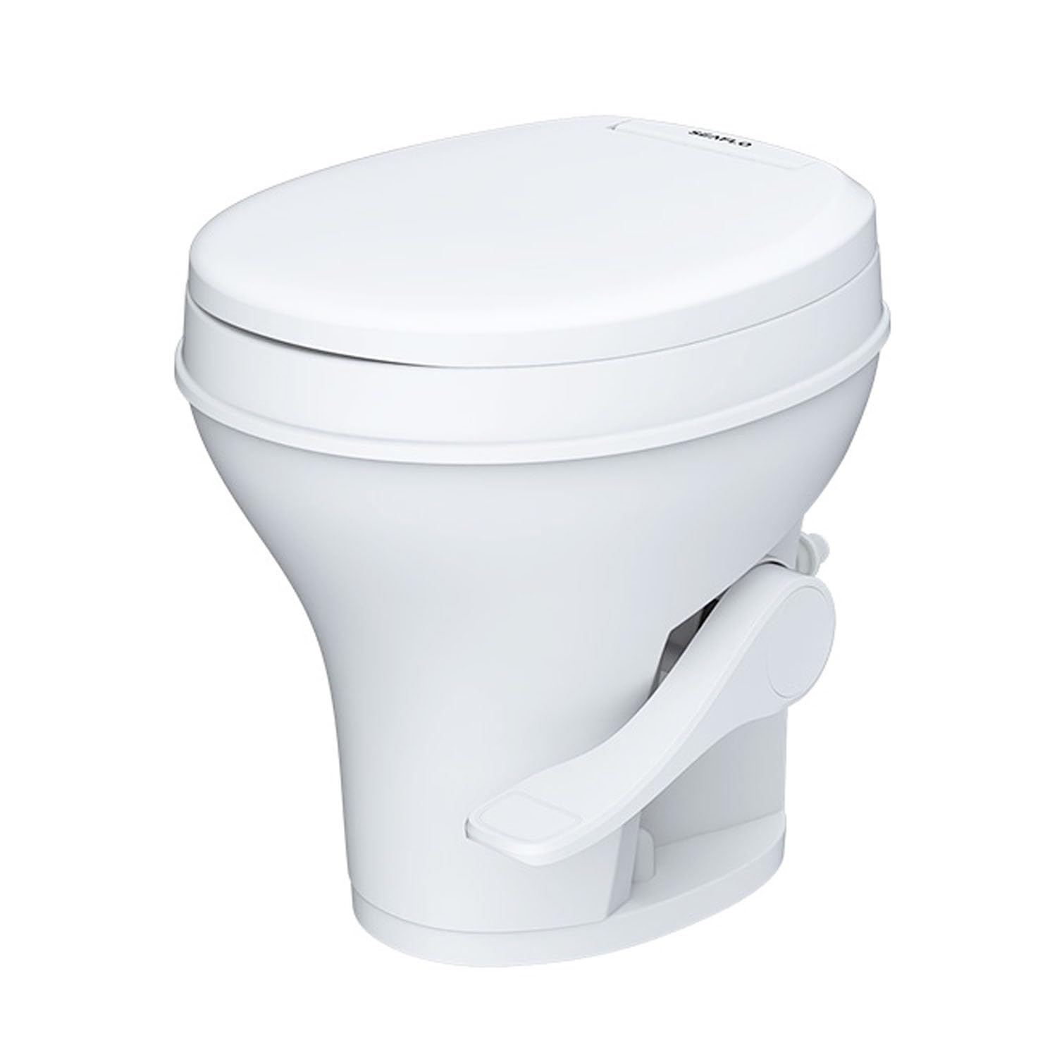 LIGHTEU, SEAFLO Caravan & Wohnmobil Toilette – RV Standtoilette mit Fußpedal-Spülung, Komfort-Sitzhöhe, Soft-Close Sitz, leicht zu reinigen (ohne Handbrause) SFRTPH-01-01
