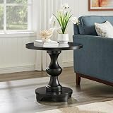 Roundhill Furniture Caesar トラディショナルラウンドペデスタルエンドテーブル