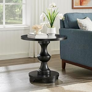 Roundhill Furniture Caesar トラディショナルラウンドペデスタルエンドテーブル
