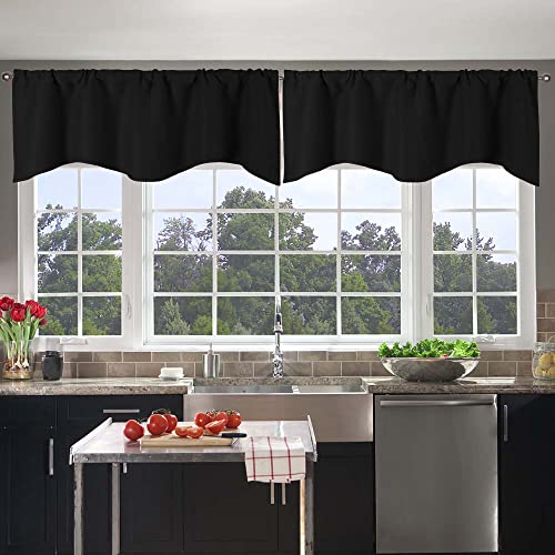 Ladity 2 Pieces Valances for Window Blackout Valance Curtains Primitive Scalloped Kitchen Valance...