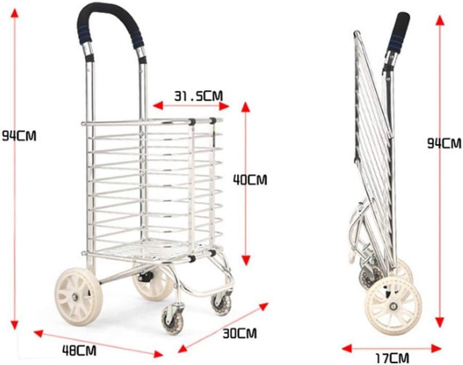 Trolleys, Carrito de Compras Ligero de Aleación de Aluminio de 4 Ruedas Grandes Plegable con Asiento y Portavasos para Escaleras miniatura 2