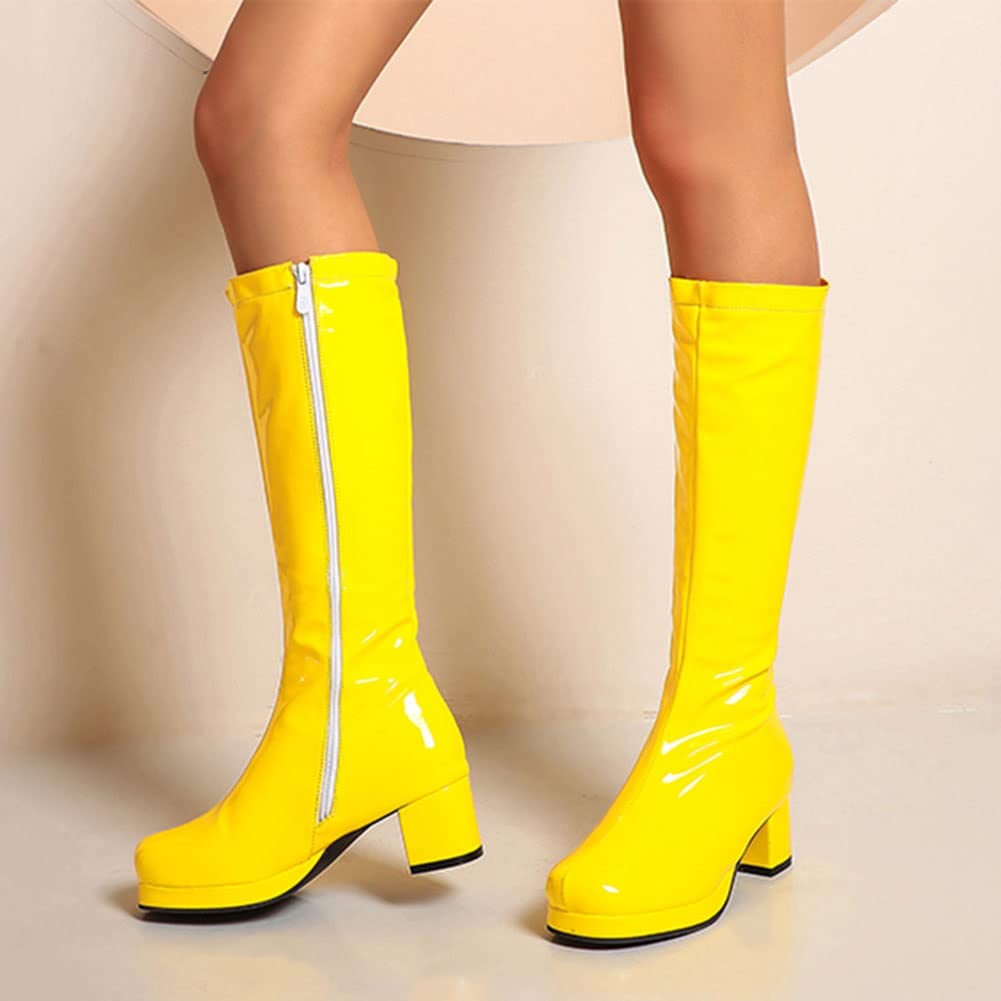 Amazon.com: AOVIN Knee High Boots Women PU Leather Patent