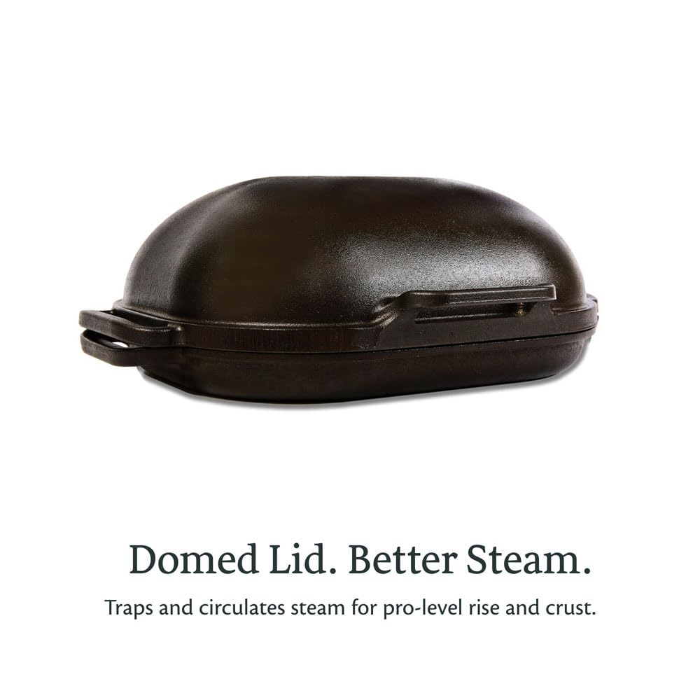 Challenger Pan – Hecho en los Estados Unidos – Sartén de hierro fundido con tapa para hacer pan casero sellado campana de pan invertido juego de horno holandés para hornear