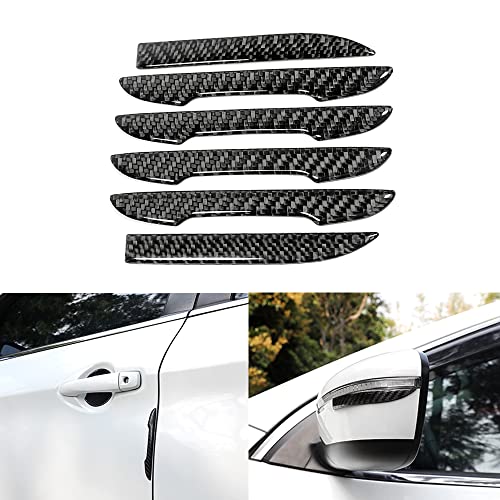 Image of Anti-Scratch Protector Trim,Carbon Fiber Emblem Door Open Rearview Mirror Shell Protector Side Mark Stickers Decals Badge Labeling Sports Decoration Lossless Installtion Accessories 6 Packs