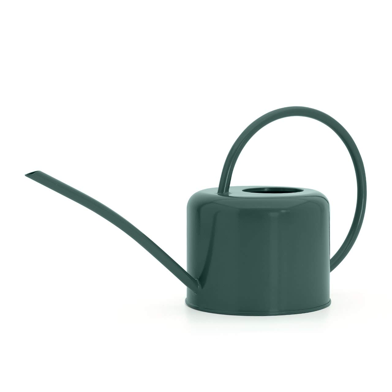 CKB Ltd® Regadera de interior pequeña de 1,1 L, acero galvanizado con recubrimiento en polvo de color verde oscuro, para plantas de interior, diseño contemporáneo de metal con boquilla estrecha y