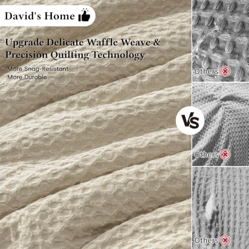 Image of David's Home Textured Summer Waffle Weave Comforter Set, Twin, Linen