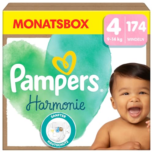 Pampers Harmonie Windeln Größe 4, 174 Windeln, 9kg-14kg, sanfter...