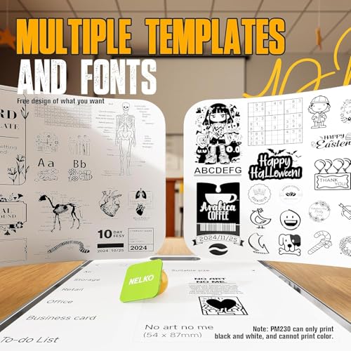 Nelko Impressora de adesivos, PM230 Mini Impressora Bluetooth Portabel Maker de adesivos com 1 rolo