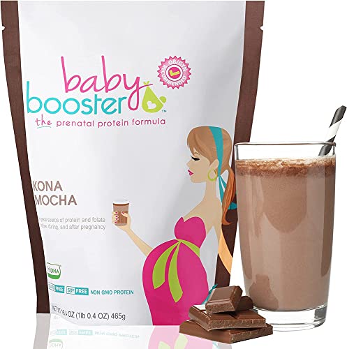 Image of Baby Booster Chocolate Mocha Prenatal Vitamin Supplement and Protein Shake, Caffeine Free, All Natural, Vegetarian DHA, High Protein, Methyl Folate, B Vitamins, Great for Morning Sickness, 1 lb