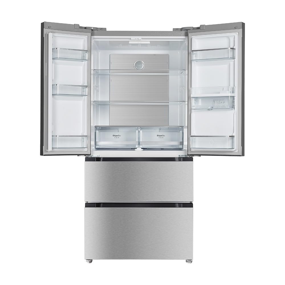 Cecotec Frigorífico Puerta Francesa Inox con Dispensador de Agua de 506L Bolero CoolMarket FD 510 WD Inox E. 183 cm de Alto, 84 cm de Ancho, Motor Inverter Plus, Bajo Consumo, Total NoFrost