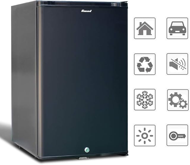 Smad 12V Fridge, Silent Campervan Fridge with Lock, Camping Fridge 12V 240V for Van, RV, Office, Dorm, Hotel, Car Fridge, 50L