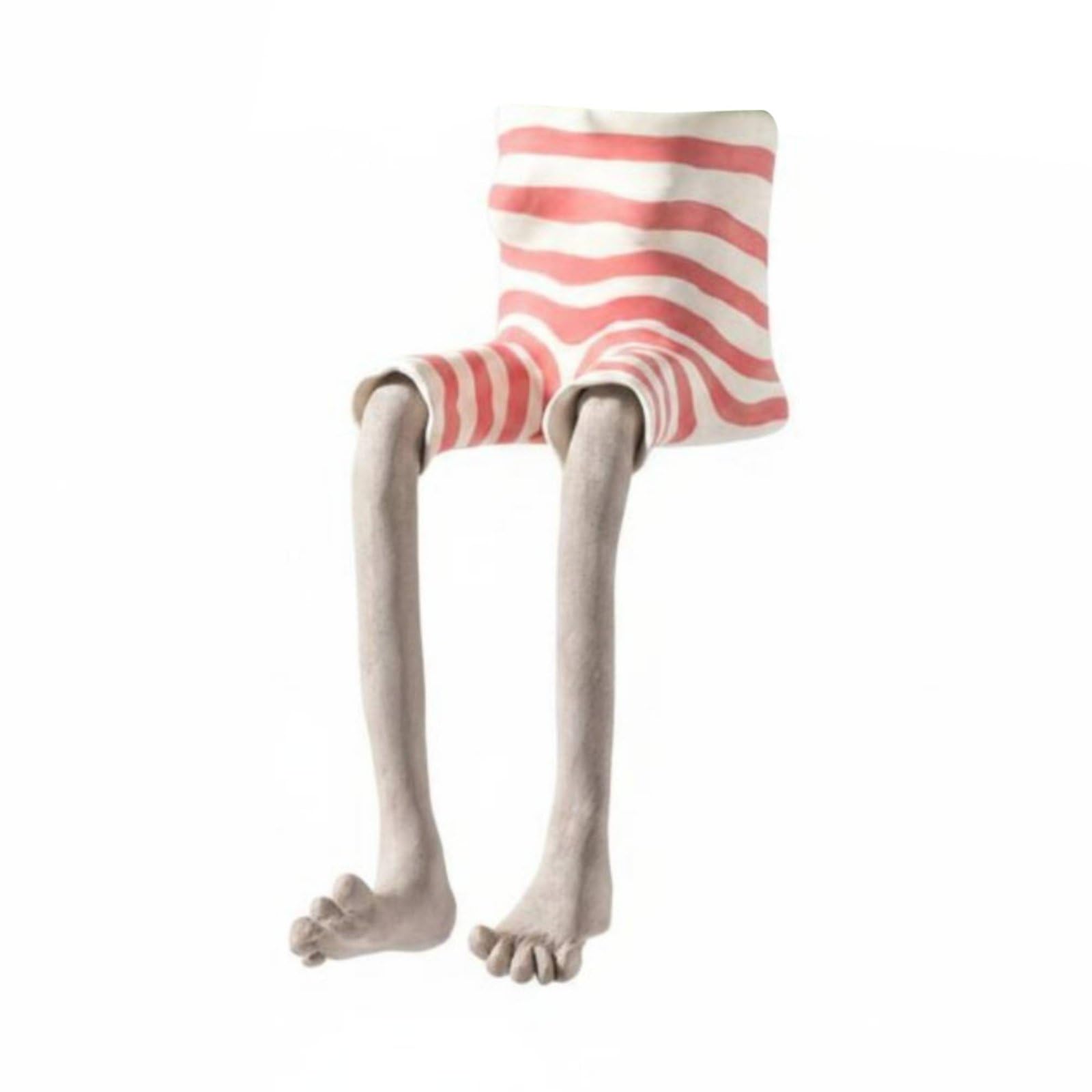Baoblaze Decorative Planter Human Legs Flower Pot Resin Sculpture Creative Quirky Design Suitable for Workplaces Gift Giving Reading Corners Modern Interior Decor, 15CM, Red And White Striped Pants