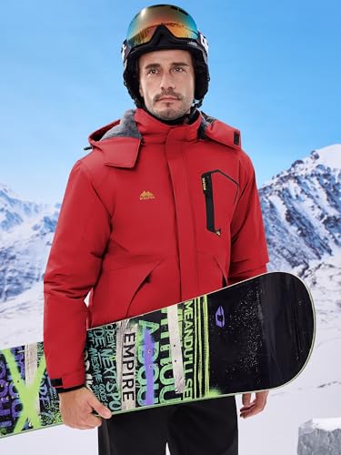Image of WULFUL Men's Ski Jackets Warm Winter Snow Windbreaker Resistant Snowboard Fleece Coat Mountain Waterproof Parka with Hood