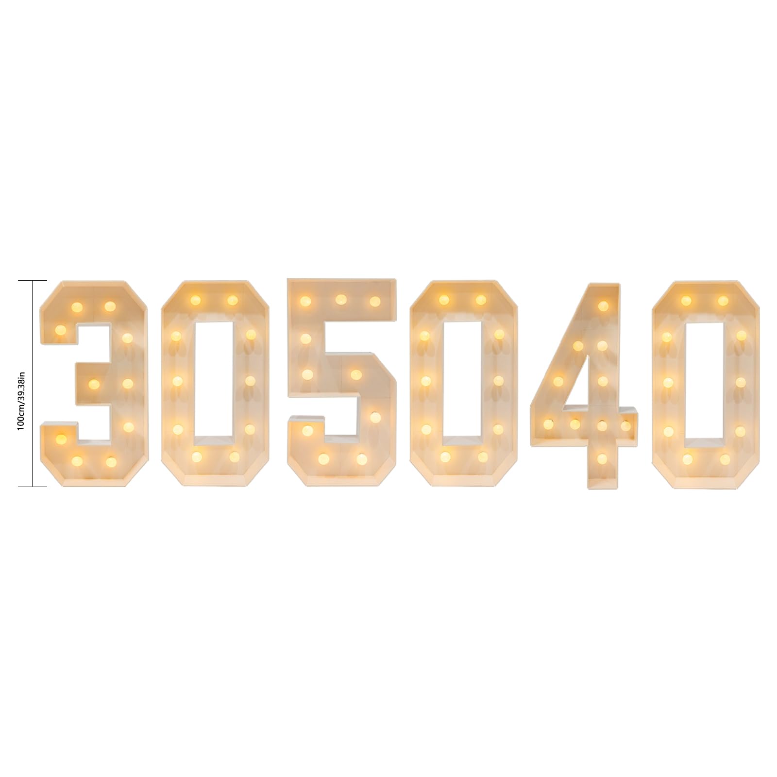 Ampoules Blanc Chaud 2000-3000K Chiffres Lumineux Lettres Lumineuses à LED Lampe 30/40/50 Panneau De Bar Lumineux Piles Pour Décoration De Fête D' anniversaire Et Mariage (30 Décoration Anniversaire Lumineuse