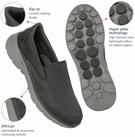 Skechers Men's Gowalk 6-Elastic Stretch Slip-On Athletic Performance Walking Shoe, Charcoal, 10 | Image 2