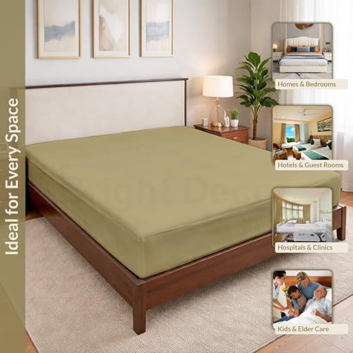 Image of 100% Waterproof Mattress Protector Single Size Bed 30x72 Inch, Non Woven Fabric Fitted Mattress Cover with Elastic, Waterproof Bed Protector, Hypoallergenic, 10 Inch Deep Pocket - Taupe