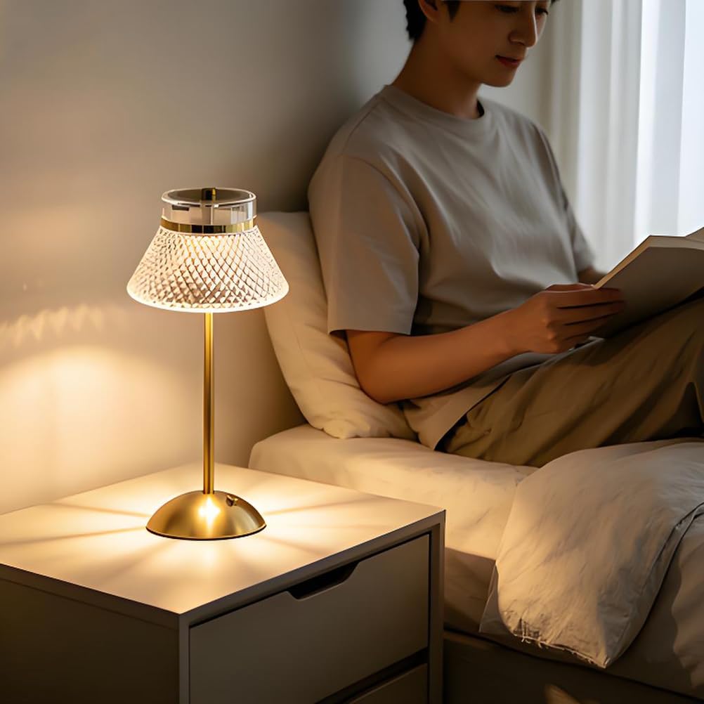 AoLa LED Tischlampe Kabellos Gold Dimmbar Tischleuchte Akku mit Touch Control USB Aufladbar Batterie Nachttischlampe Ohne Kabel 3000K-6000K Tragbar Nachtlicht für Wohnzimmer Schlafzimmer BüRo