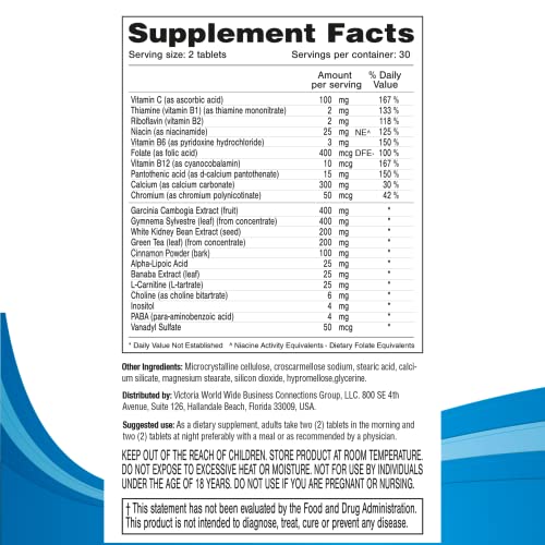 Dr. T Gluco Control Dietary Supplement - Garcinia Cambogia, Gymnema Sylvestre, White Kidney Bean Extract, Green Tea - 60 Capsules #TOP1