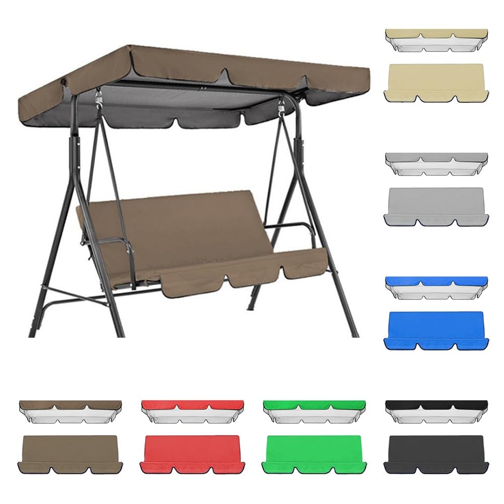 SMCMGECEUZ Swing Canopy Cover Set Porch Swing Replacement Canopy Covers, Patio Swing Seat Covers Waterproof Replacement Canopy Top Cover For Swing Seat(Brown,195x125cm(77x49in))