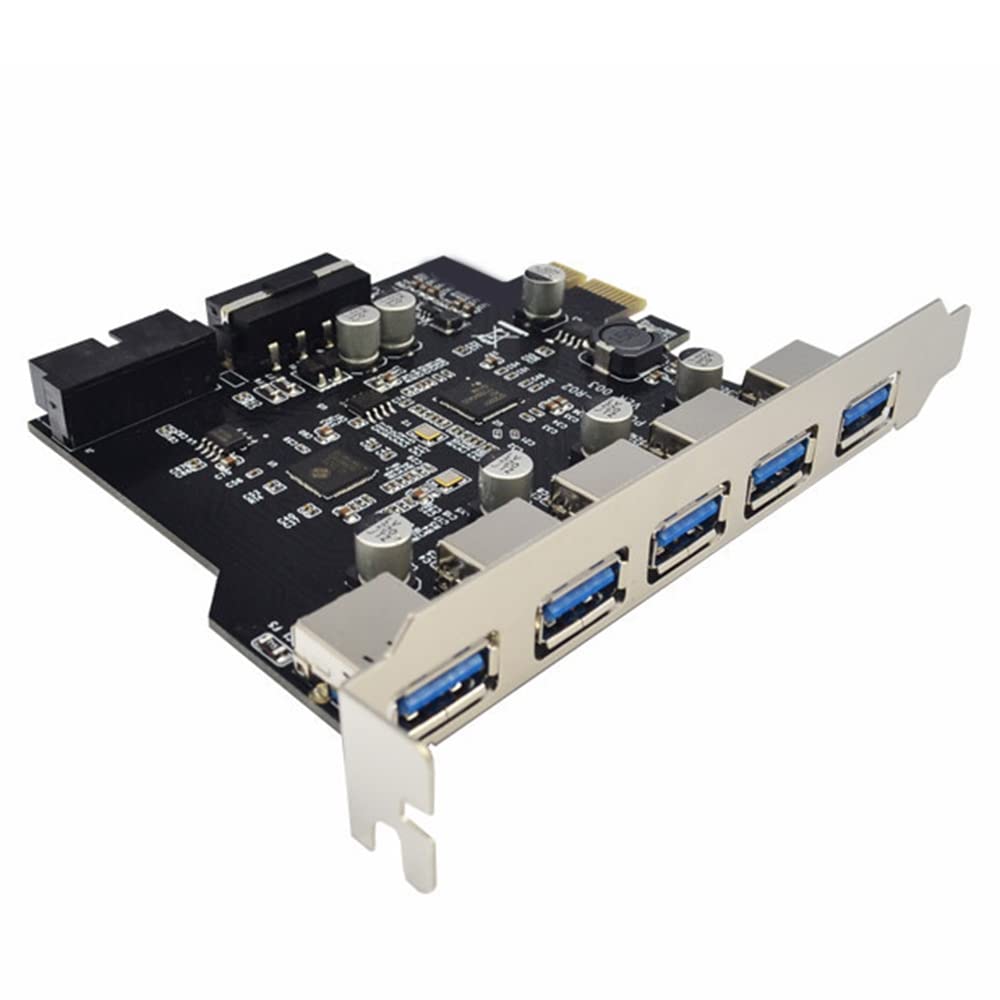 Bloepum USB3.0 Expansion Card 5 Ports + 19Pin Slot Computer Accessories for WinXP/Vista/Win7/Win8/Win10 32Bit/64Bit