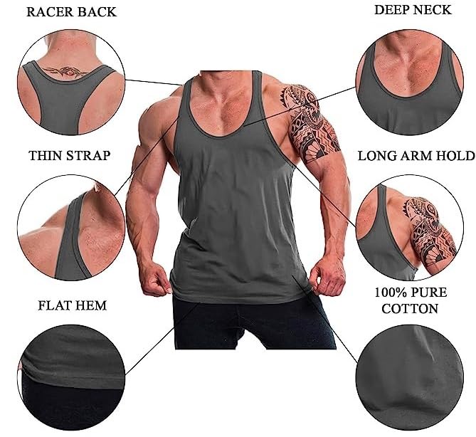 Image of THE BLAZZE Men's Cotton Sleeveless Tank Tops Gym Vest for Mens