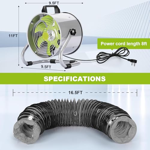 Utility Blower,8 Inch Exhaust Fan,2500R/MIN High Velocity Portable Ventilator