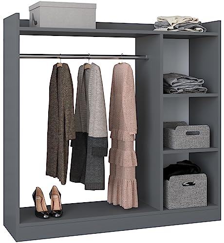 VCM Holz Kleiderschrank | offener Schrank |begehbarer |Kleiderregal | Maße ca. H. 115 x B. 115 x T. 35 cm- Palosa M