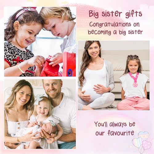 Big Sister Gifts for Girls Big Sister Bracelet Gift for Daughter, Big Sis Bracelet Gift for Teen Girl, Sister Jewelry with Girls Bracelet and Pink Medal Matching Big Sister Shirt3