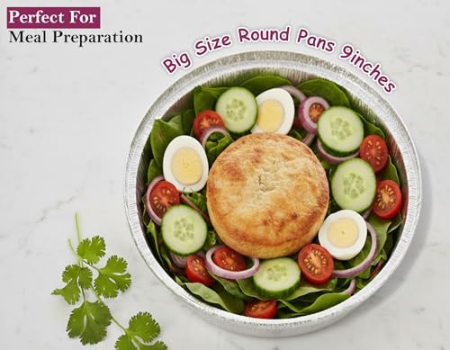 Round Foil Pans with Clear Dome Lids (Bulk Pack of 50) – Heavy Duty Disposable Aluminium Round Baking Tins for Cakes, Pies, Meal Prep, Catering, Takeaway, Food Storage | Freezer & Oven Safe (9 Inch) - Image 2