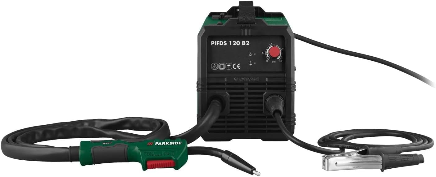 PARKSIDE® Saldatrice PIFDS 120, filo animato inverter, con 1 cinghia di trasporto e 1 schermo di protezione per saldatura