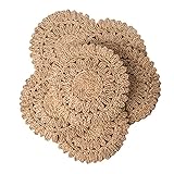 Laquedecraft 13.8" Round Corn Husk Placemats Set of 6 | Boho Rattan Woven Table Mats | Farmhouse Spring Plate Chargers Like Water Hyacinth, Seagrass for Wedding, Party, Christmas, Events